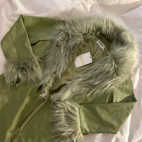 Show Me Your MuMu Green Leather jacket with Green Fur Lapel - Picture 6 of 6